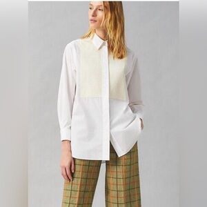 Tory Burch White cotton poplin point collar button-front shirt size 6